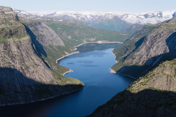 Obraz na płótnie Canvas View from the Trolltunga cliff in Norway