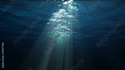 4k Blue Underwater Ocean Waves Seamless Loop Animation Light Rays