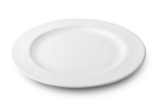 Simple white circular plate with clipping path