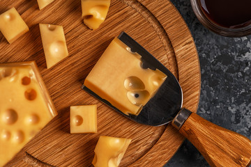 Cheese on cutting board.