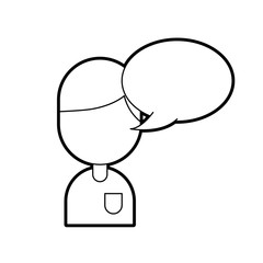 young boy cartoon with bubble speech communication vector illustration