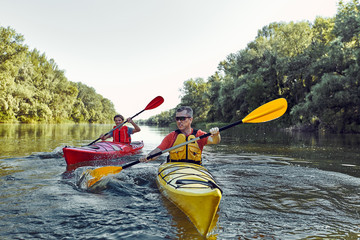 A canoe trip on the river in the summer.