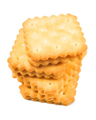 Dry crackers and cream cheese isolate on white with shadow with clipping path