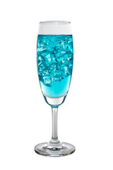 lime water with ice in cocktail glass isolated on white background