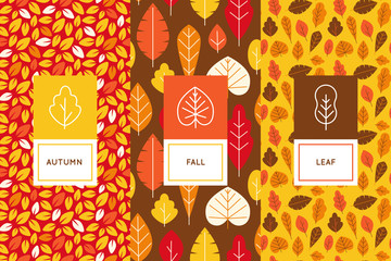 Seamless patterns with autumn leaves - abstract seasonal background