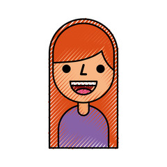 cartoon girl female character profile people young vector illustration