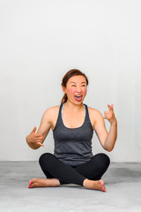 Fototapeta premium Yoga students showing different yoga poses