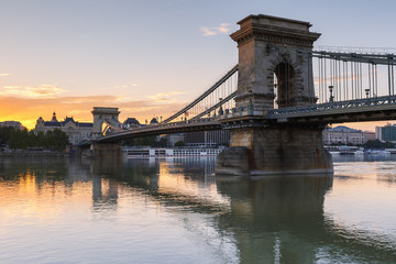 Fototapeta premium Morning view of city centre of Budapest over the river Danube, Hungary. 