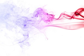 Obraz na płótnie Canvas Red and blue smoke swirl on white background, Color smoke on white background