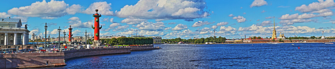 Fototapeta na wymiar Large-format panorama of prospect of the Neva River in St. Petersburg