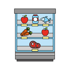 supermarket shop showcase fruits vegetable fridge shopping vector illustration