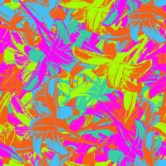 Colorful Floral Background; Seamless Pattern