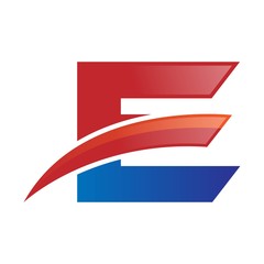 modern vector initial letters logo swoosh e red blue