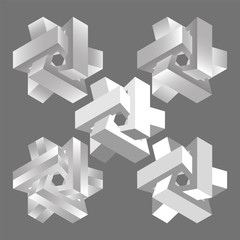 3D logos. Hexagonal geometric objects.