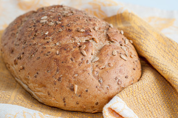loaf of white bread on a table
