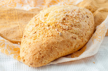 loaf of white bread on a table