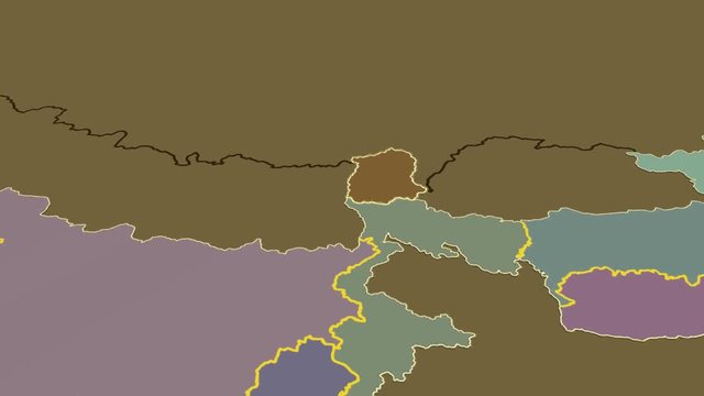 Sikkim - India, region extruded. Solids