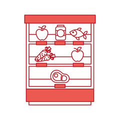 supermarket shop showcase fruits vegetable fridge shopping vector illustration