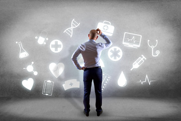 Medecine and general healthcare icon displayed on a technology interface