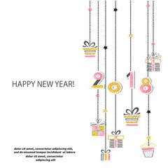 Happy New Year 2018 vector illustration with place for text. 