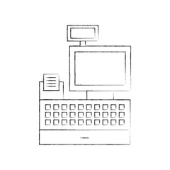 cash register machine keypad display for supermarket vector illustration