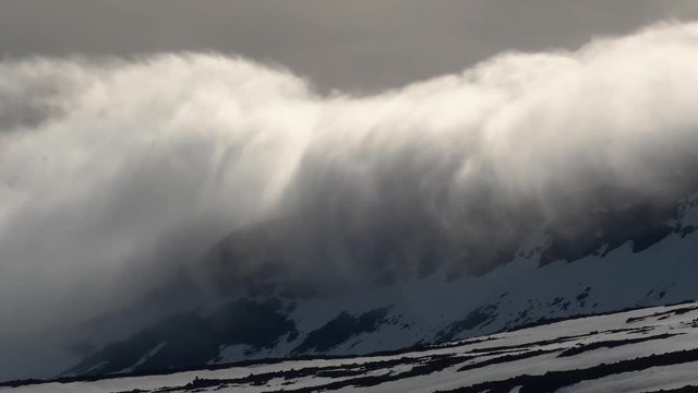 Dramatic Cloud Formation over Lambadalsfjall Mountain in the Westfjords, Iceland