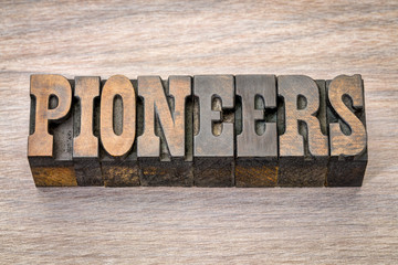 pioneers banner in letterpress woodtype