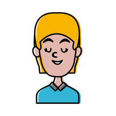 Woman smiling with eyes closed icon vector illustration graphic design