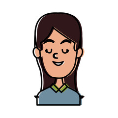 Woman smiling with eyes closed icon vector illustration graphic design