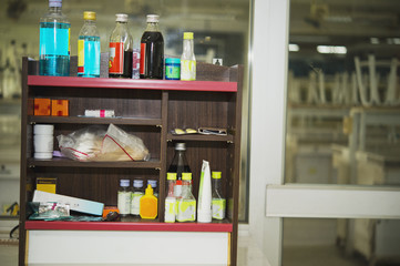 Home medicine cabinet in the laboratory.