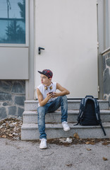 Young student man with smartphone