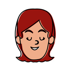 Obraz premium Woman smiling with eyes closed icon vector illustration graphic design