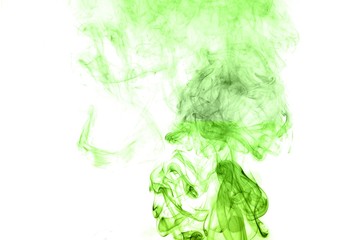 green smoke on a white background,Abstract green smoke swirls over white background, fire smoke