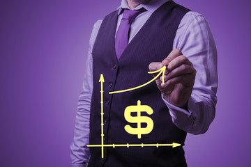 businessman draws the growth of the us dollar
