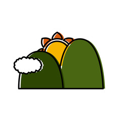 Sun mountains and cloud icon vector illustration graphic design