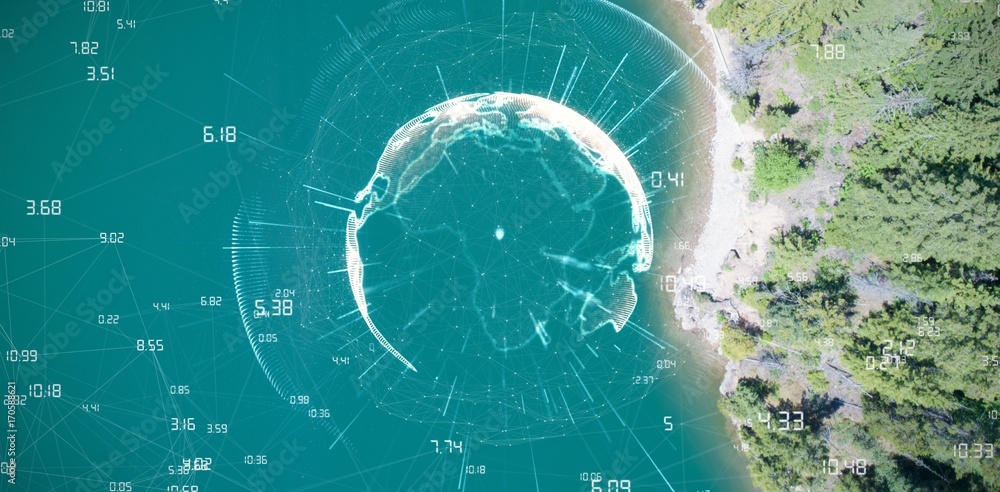 Poster composite image of image of earth with different times