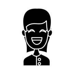 Woman smiling with eyes closed icon vector illustration graphic design