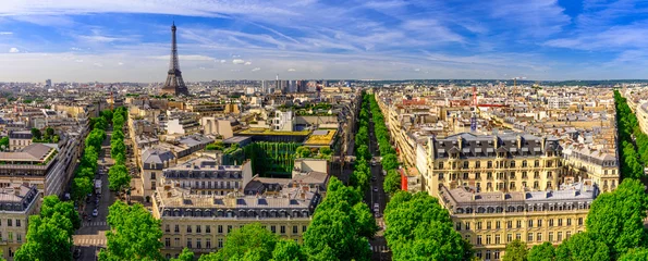 Fototapete Rund Skyline von Paris mit Eiffelturm in Paris, Frankreich © Ekaterina Belova