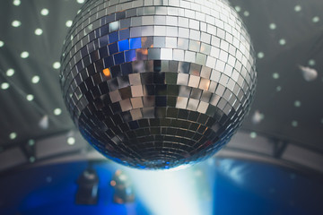 Close up of disco ball on party