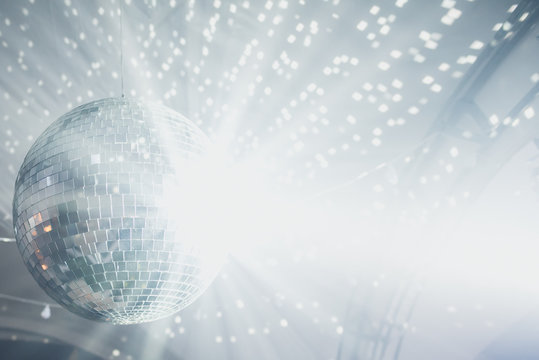 Close up of disco ball on party