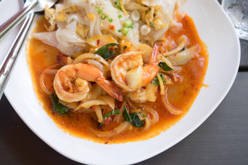 Stir fried noodles with Tom Yum Kung (Thai Fusion food)