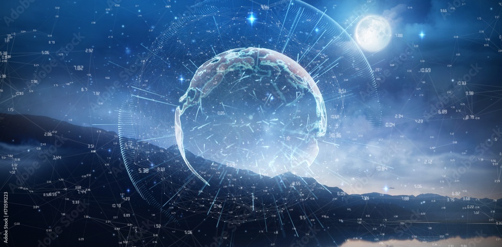Poster composite image of image of earth with different times
