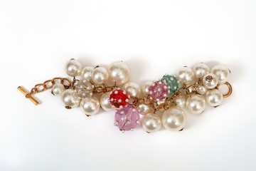 Female bracelet made of artificial pearls