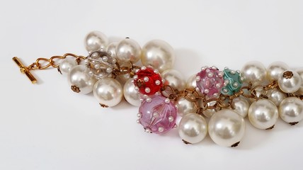 Female bracelet made of artificial pearls