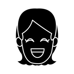 Woman smiling with eyes closed icon vector illustration graphic design