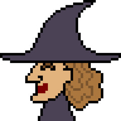 Fototapeta premium vector pixel art witch head