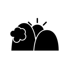 Sun mountains and cloud icon vector illustration graphic design