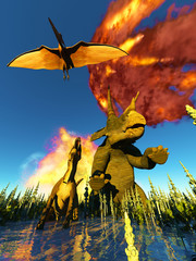 Dinosaur doomsday 3d rendering © satori