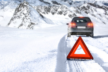 winter time and car on road 