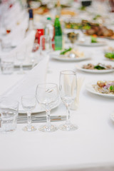 Catering food at table at catering buffet